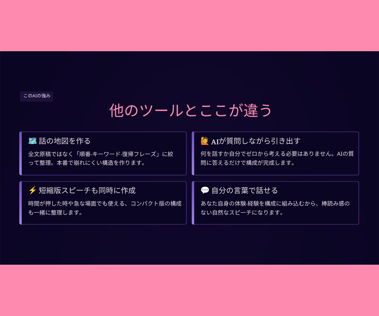 緊張しても話が飛ばない本番スピーチ構成AI渡します 話す順番を整えて本番は安心！朝礼・会議・挨拶等に即対応！ イメージ5