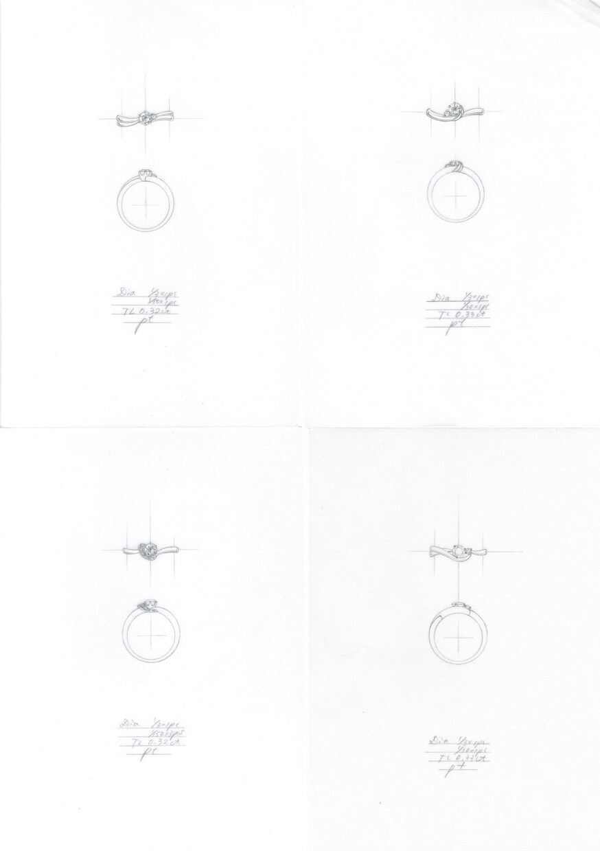 ジュエリーデザイン画描きます ☆加工出し用の製図（二面図）×1型（手描き） イメージ3
