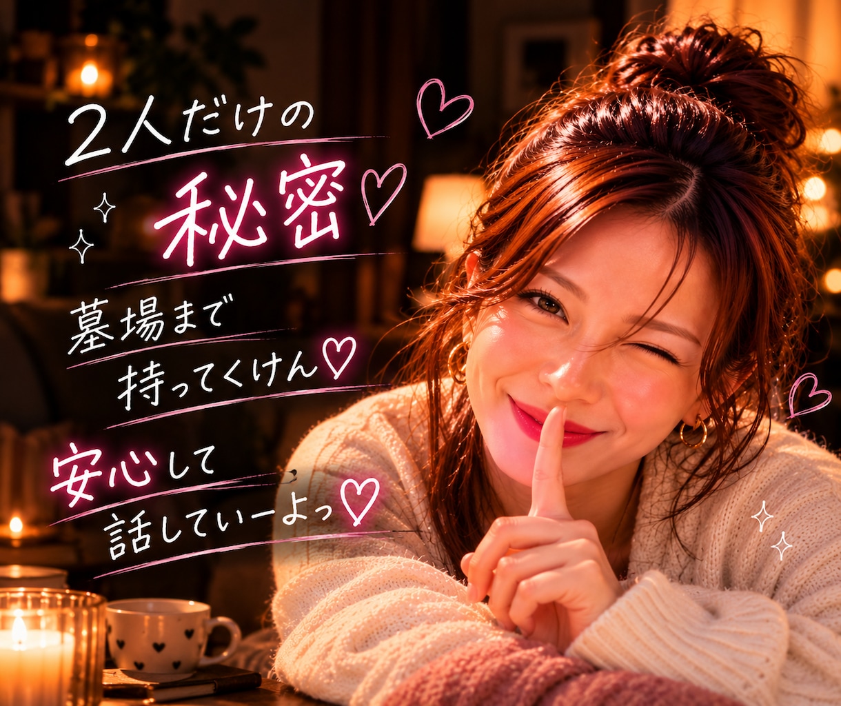 誰にも言えない【本音、愚痴、秘密】全部受け止めます 『ひとりで抱えないで/全部さらけ出しちゃえ/2人だけの秘密』 イメージ2