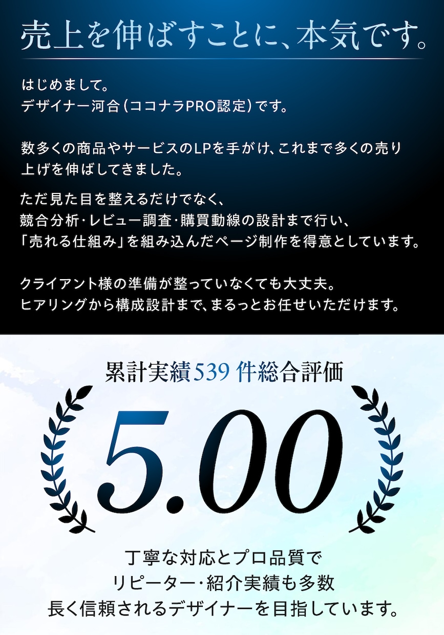 丸投げOK！ターゲットに刺さるLP作成いたします D2C、BtoB、通販、無形商材、男性、女性、ジャンル不問！ イメージ3