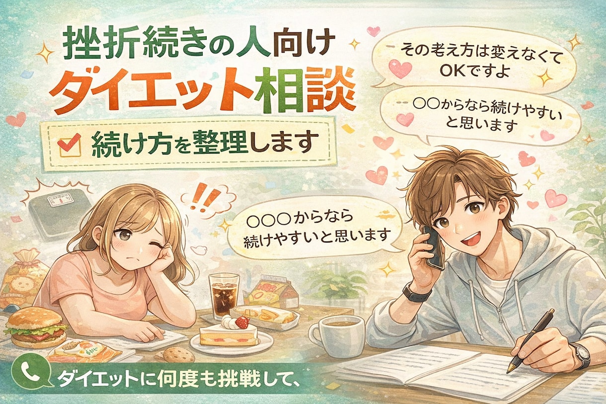 ダイエット相談やリバウンドのつらい話相手になります 【初回限定お試し価格中！】優しく寄り添うダイエット電話相談 イメージ1