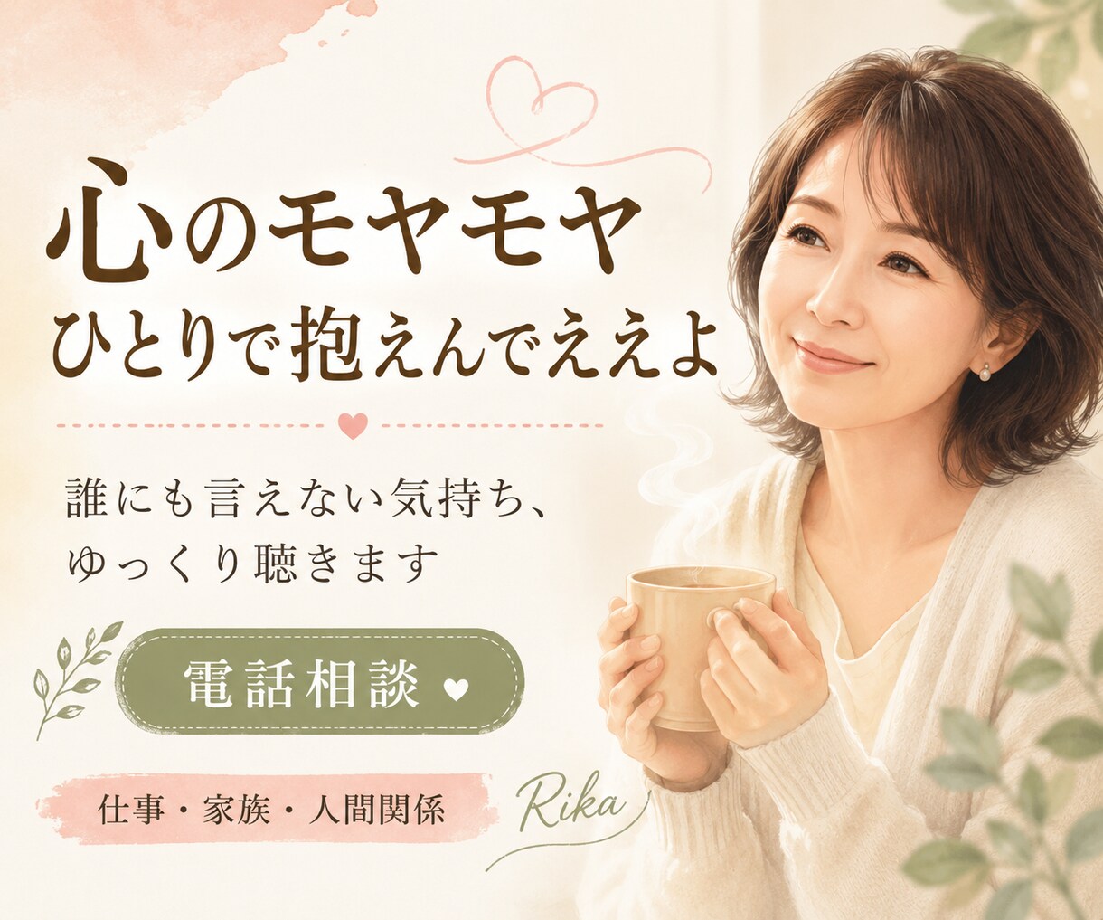 心のモヤモヤをやさしく整理します 誰にも言えない気持ちをゆっくり聴きます イメージ1