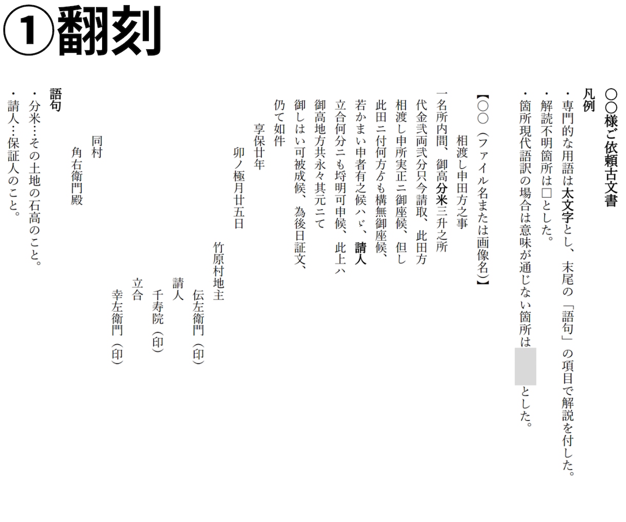 古文書解読サービス。「くずし字」を解読いたします よくわからない古文書の中身を安く解読！ イメージ2