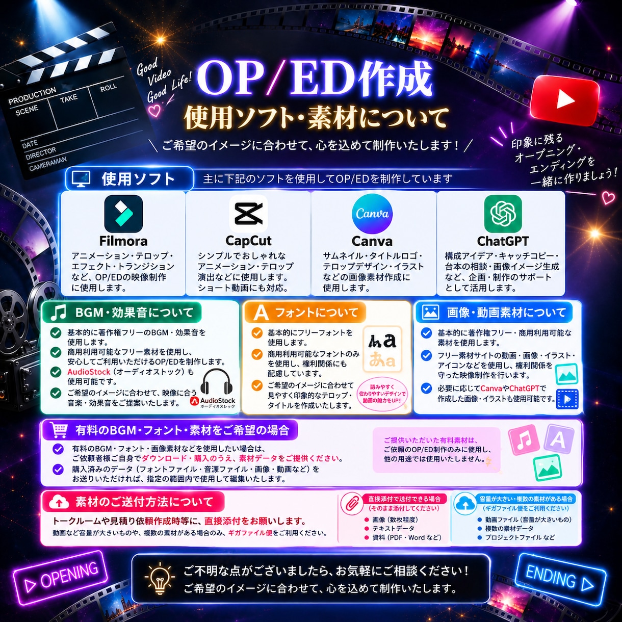 YouTube用OP/ED作成いたします YouTubeチャンネルのOP/EDが必要な方へ！ イメージ4