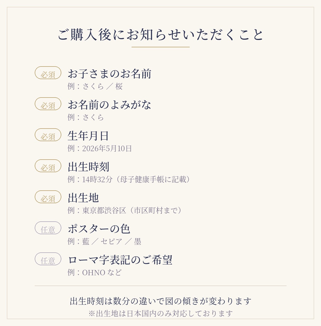 出産祝いに  生まれた瞬間の星図をポスターにします 名前を残す命名書の隣に、その子自身を残す一枚を。 イメージ10