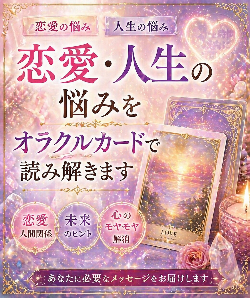 恋愛・人生の悩みをタロットで読み解きます 全てチャットでやり取りになります イメージ1