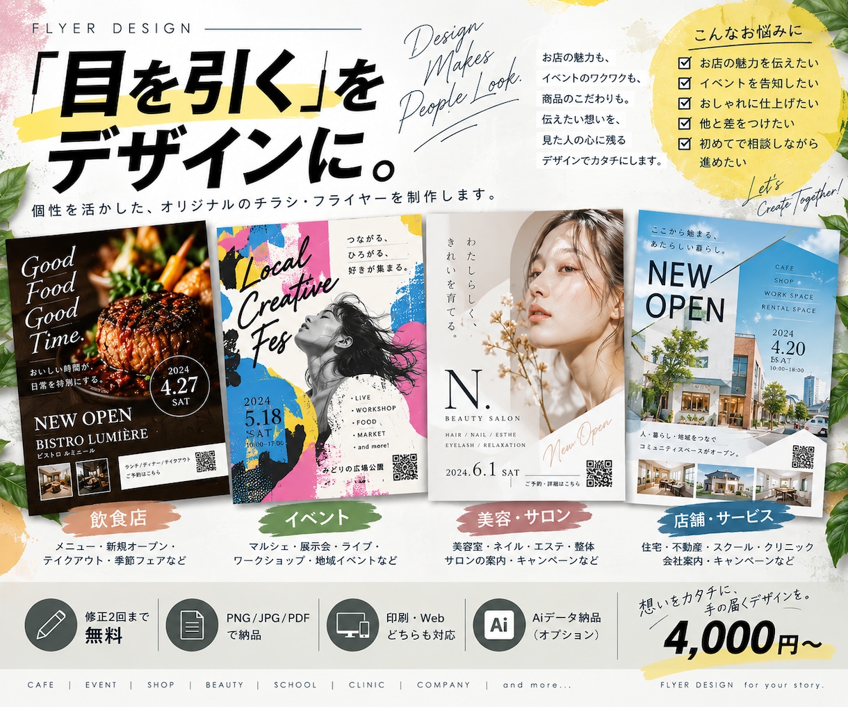個性を活かしたチラシ・フライヤーを作成します 用途やイメージに合わせたオリジナルデザインをご提案 イメージ1