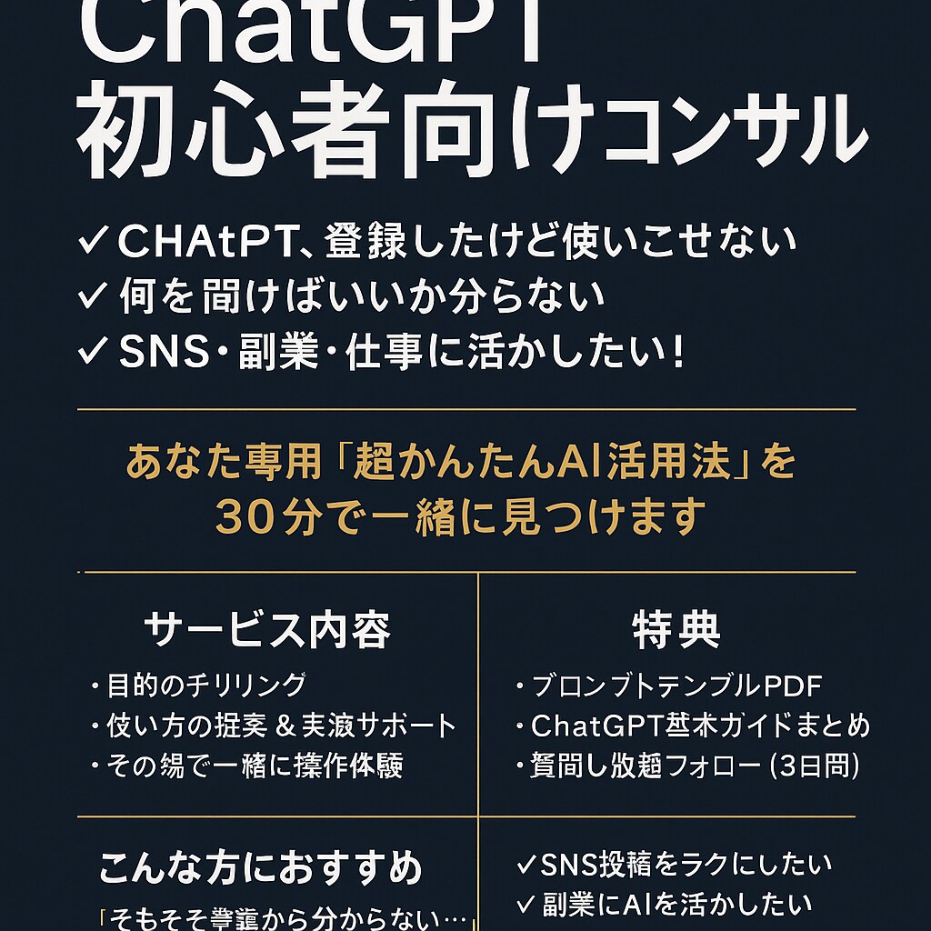 ChatGPT活用法を60分で完全習得できます 活用できるまで徹底サポートします！特典サポート付き！ イメージ4