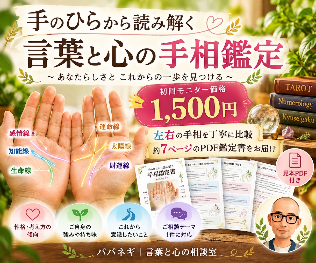 左右の手相からあなたの強みと可能性を読み解きます 自分らしさとこれからの一歩を約7ページの鑑定書でお届け イメージ1