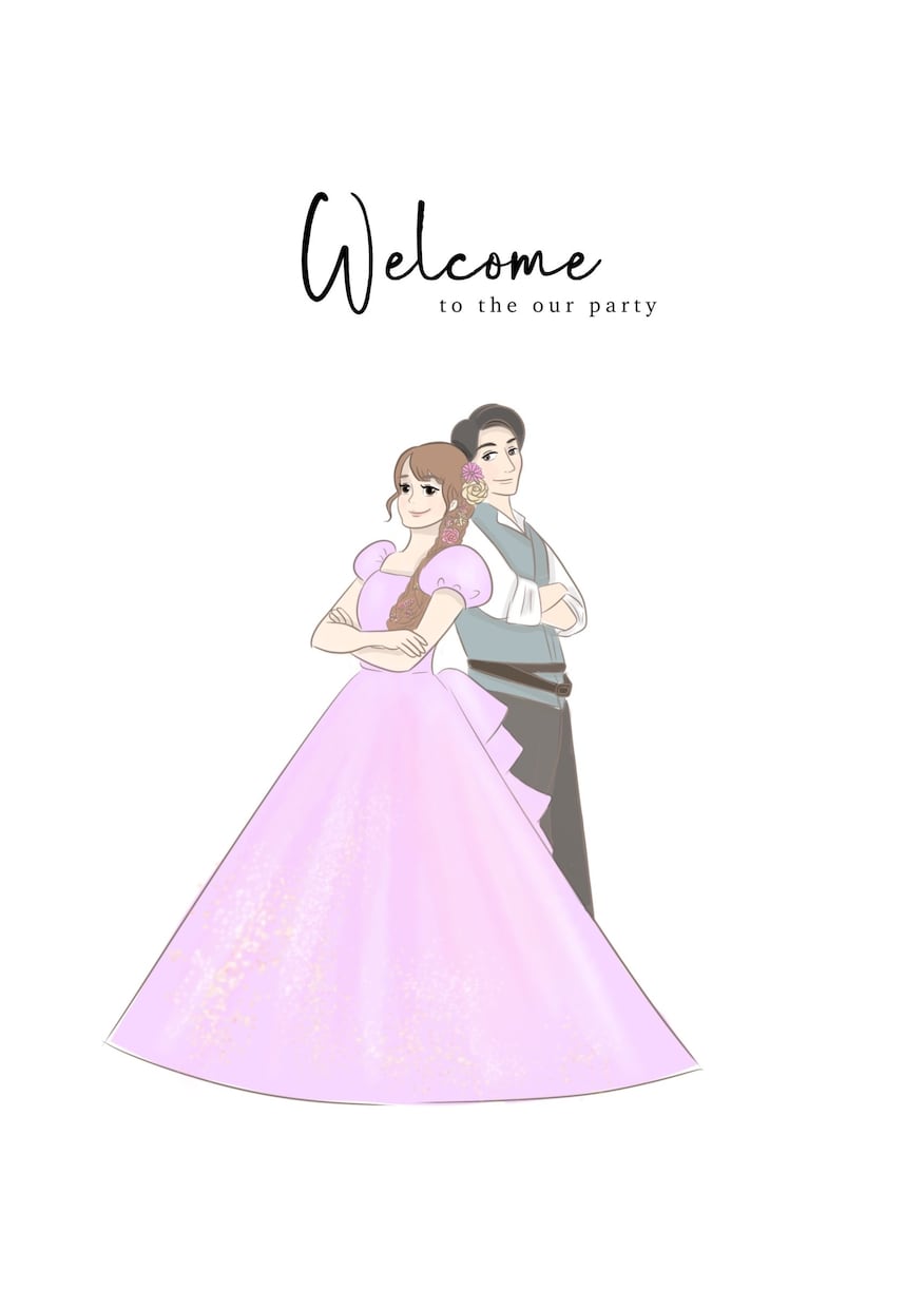 プリンセス風ウェルカムボード描きます ウェディング｜ウェルカムボード｜プリンセス風｜結婚式｜招待状 イメージ3