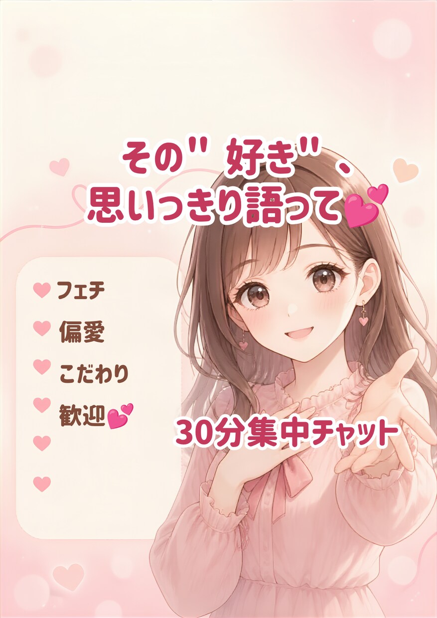 誰にも言えない「好き・こだわり・偏愛」聞きます 人には言いづらい“好きも大歓迎♡否定せず一緒に盛り上がります イメージ1