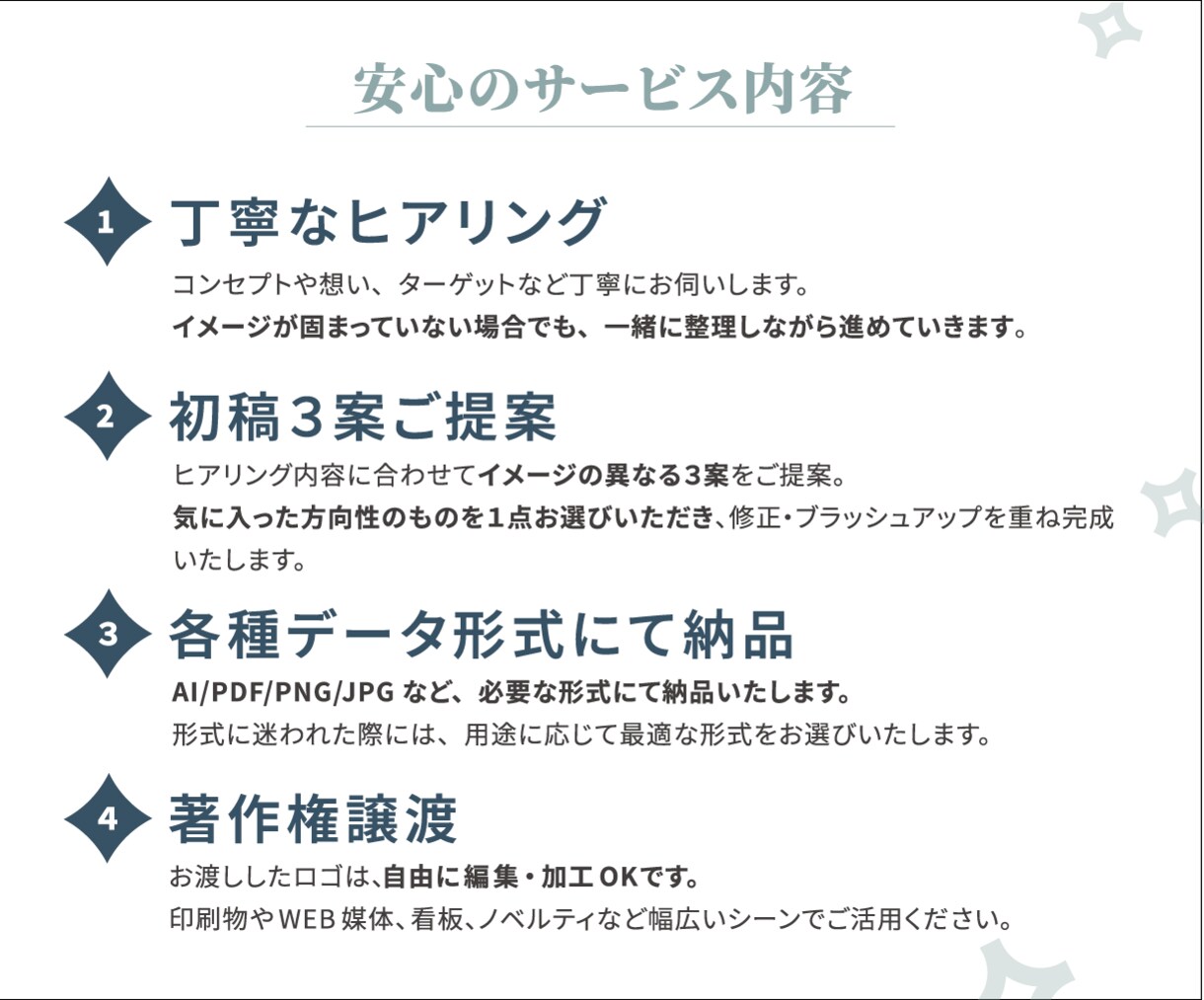 オーナー様の想いに寄り添うロゴを制作します 初めてでも安心。丁寧なヒアリングで一緒に形にします。 イメージ5