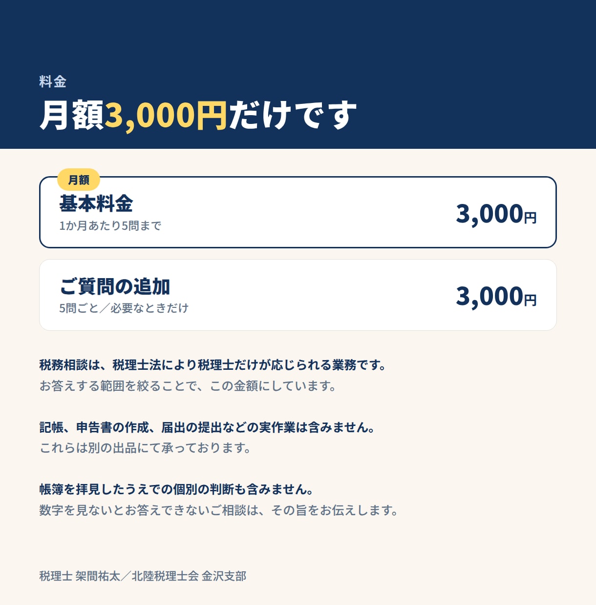 顧問契約なしで税理士が毎月の相談相手になります 月5問・チャットのみ。定期購入で毎月ご利用いただけます イメージ3