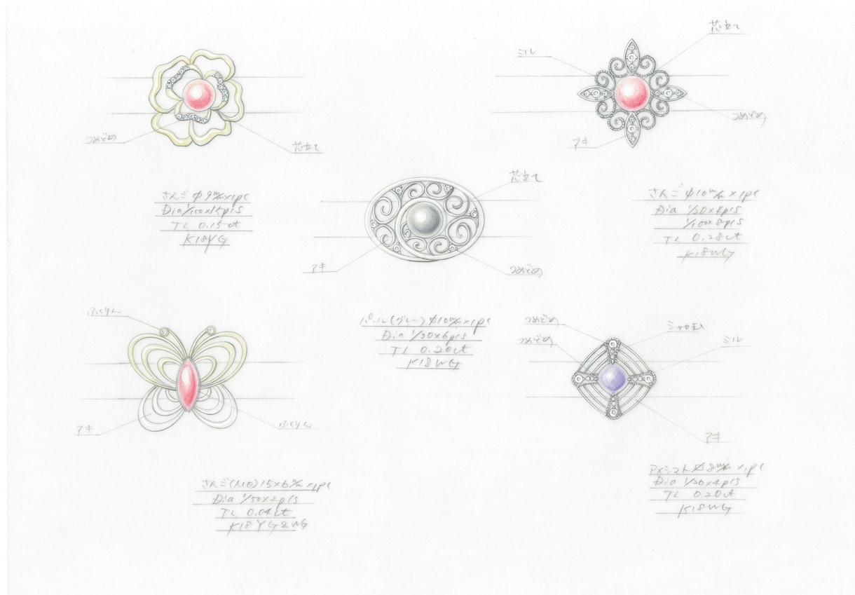 ジュエリーデザイン画描きます ☆加工出し用の製図（二面図）×1型（手描き） イメージ4