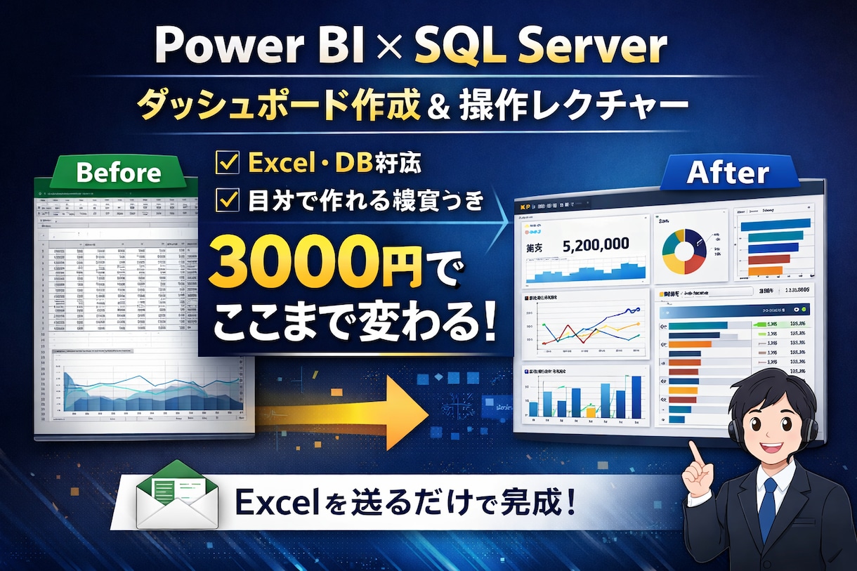 ExcelやSQLServerデータ可視化します Power BI×SQL Serverでダッシュボード開発 イメージ1