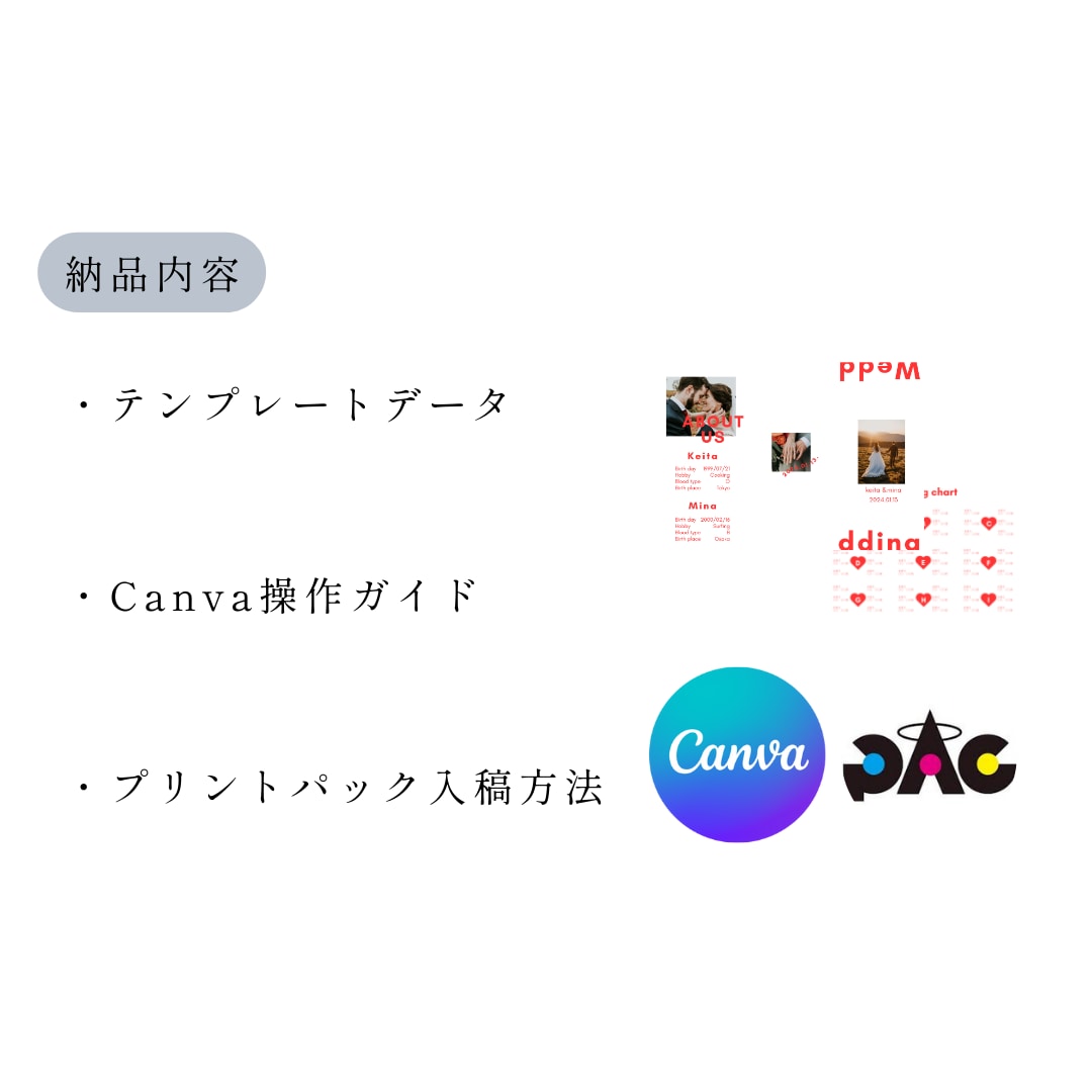 シンプル三つ折り席次表のテンプレートをお送りします 操作資料付！簡単にスマホでも作れるCanva テンプレート イメージ4
