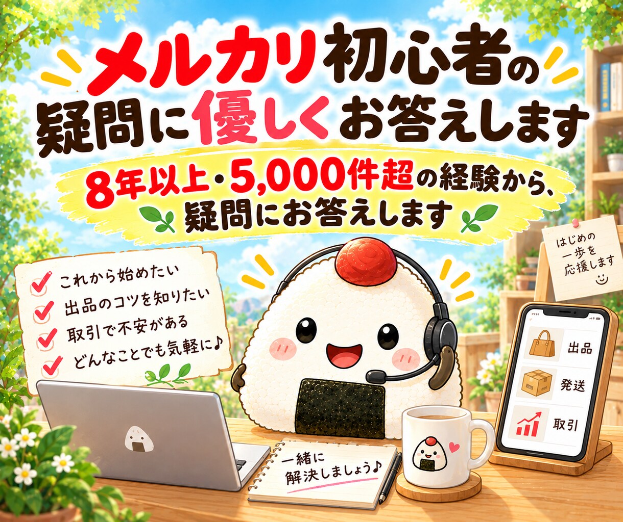 メルカリ初心者の疑問に優しくお答えします 8年以上・5,000件超の経験から、疑問にお答えします イメージ1