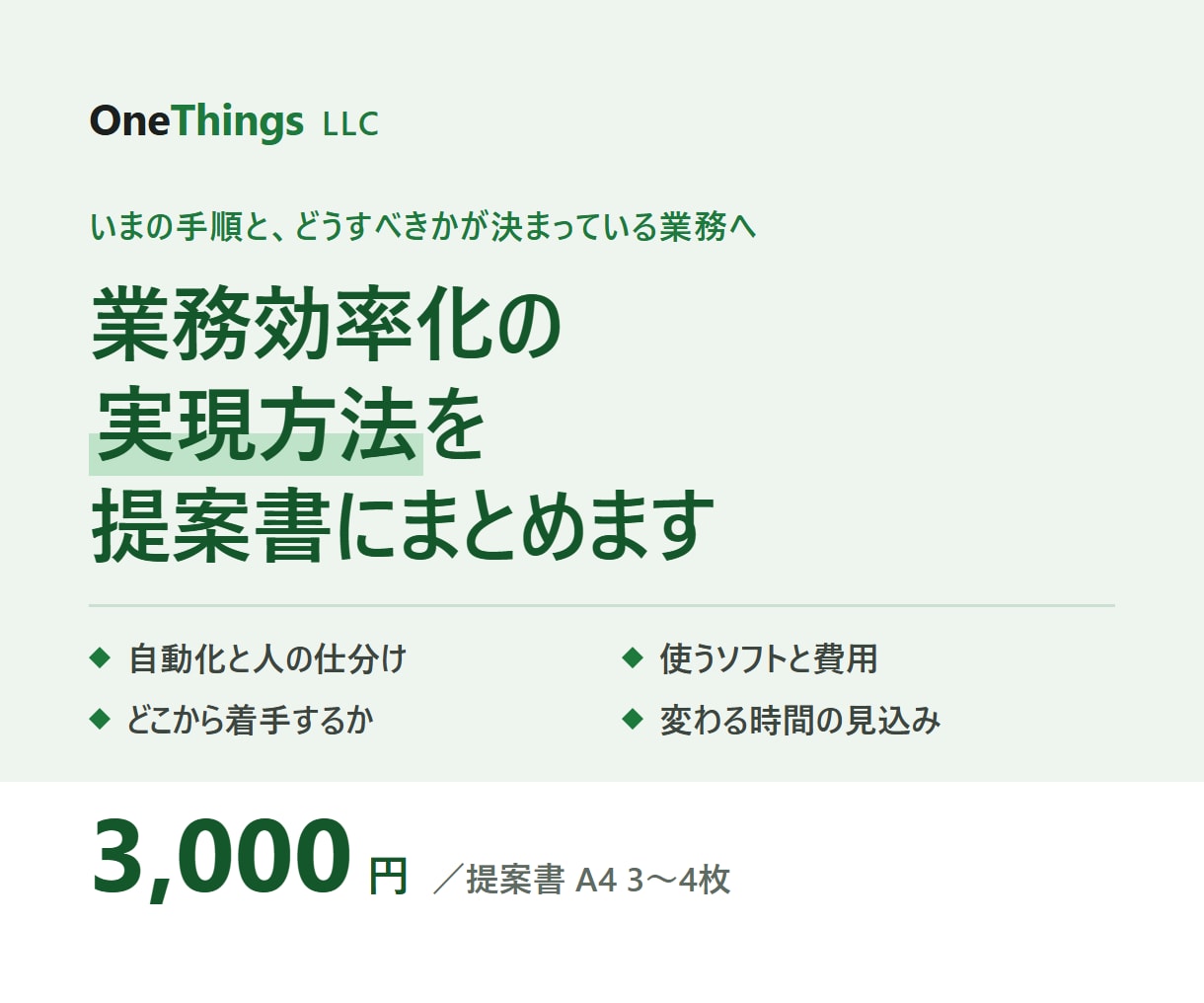 業務効率化の実現方法と費用の提案書を作ります どの手順を自動化し・何にいくらかけ・どの順で進めるか イメージ1