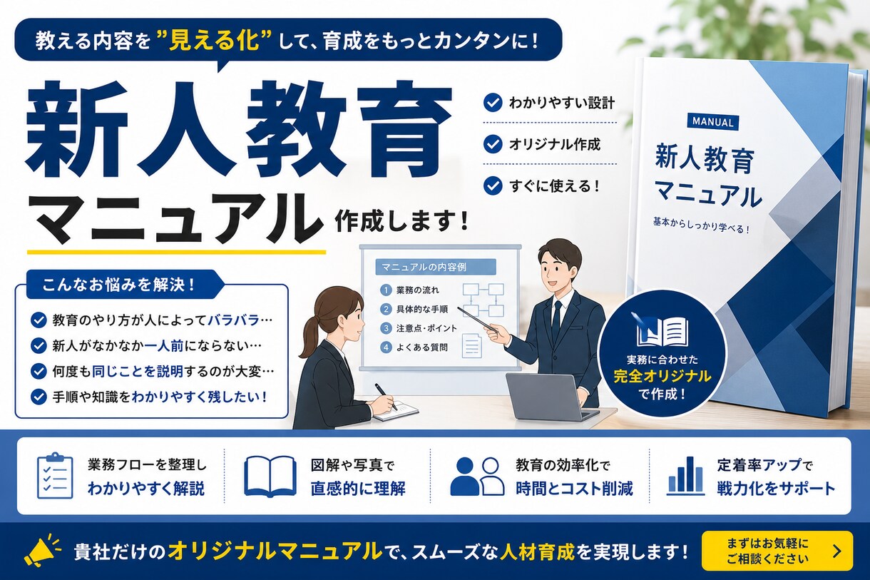 新人教育マニュアル・業務手順書を作成します 伝わる資料で教育の負担を軽減します イメージ1