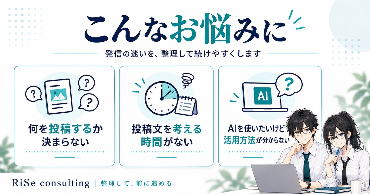 AIを活用してSNS投稿4本と発信の土台を整えます 投稿テーマ整理から文章作成まで、SNS運用をサポートします イメージ3