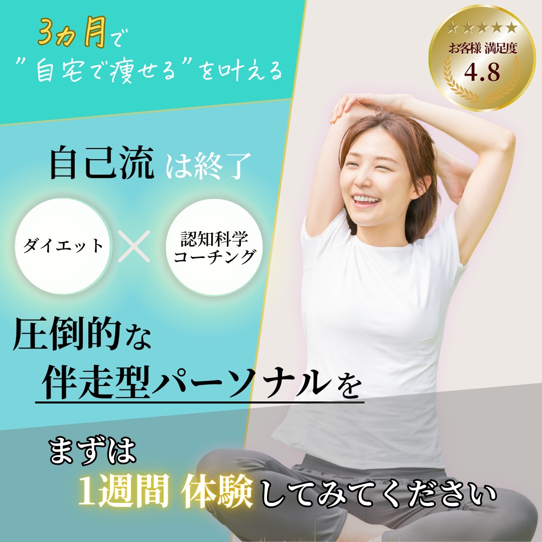 結果が出る3ヵ月ダイエットプログラム体験できます ダイエットのスタートダッシュするならお任せください イメージ1