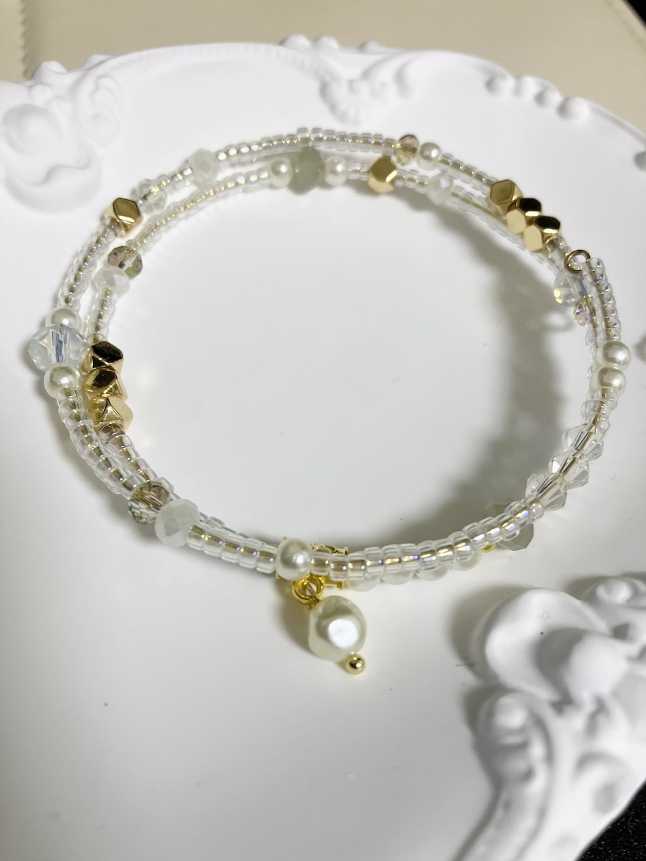 オーダーメイド2連ワイヤーブレスレット制作致します 天然石を使用。華奢で繊細なデザインがお好きな方におすすめ イメージ1