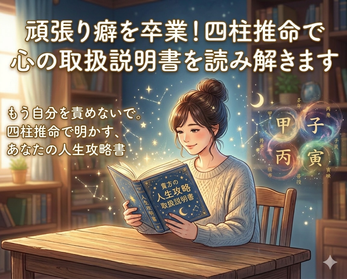 頑張り癖を卒業！四柱推命で心の取扱説明書作ります もう自分を責めないで。四柱推命で明かす、あなたの人生攻略書 イメージ1