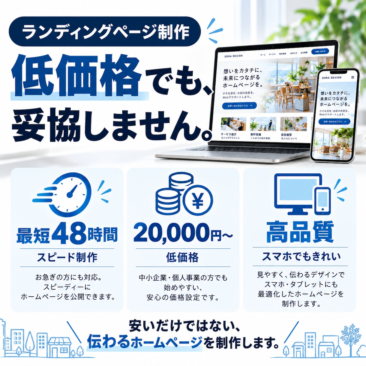 中小企業・店舗のホームページを低価格で制作します 最短48時間対応｜安く、早く、見栄えの良いホームページを制作 イメージ2