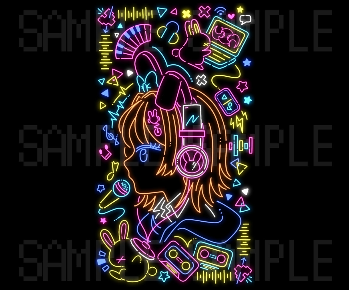 シティポップなネオン風の1枚絵お描きいたします MVやグッズ、記念日のプレゼントに イメージ2