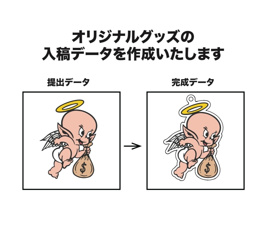 オリジナルグッズの入稿データ作成します アクリルスタンドやキーホルダー等カットラインを作成！ イメージ1
