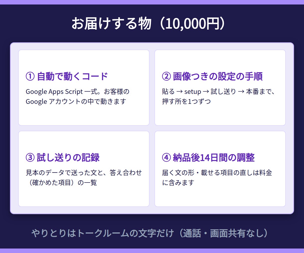 API連携でフォーム・表・チャットをつなぎます 回答をChatwork・Slackへ自動で｜通話なし イメージ5