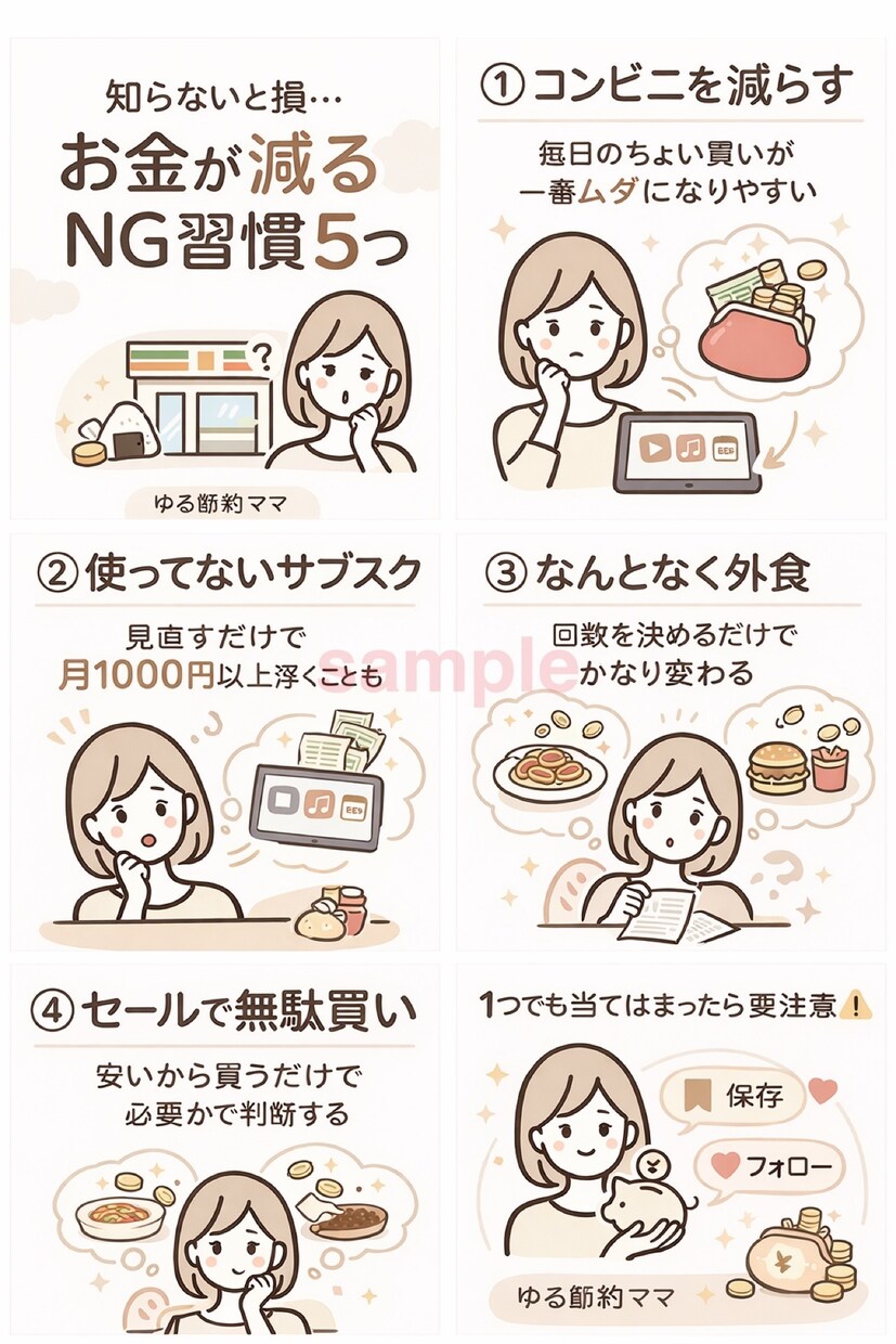 インスタ投稿画像作ります 保存される投稿作ります。ゆるくて見やすいデザイン イメージ1