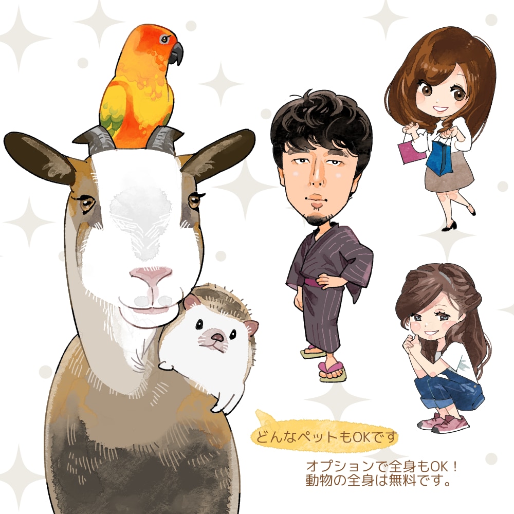 似顔絵、ペット描きます 色んなテイストの似顔絵を求めている方へ！ イメージ3