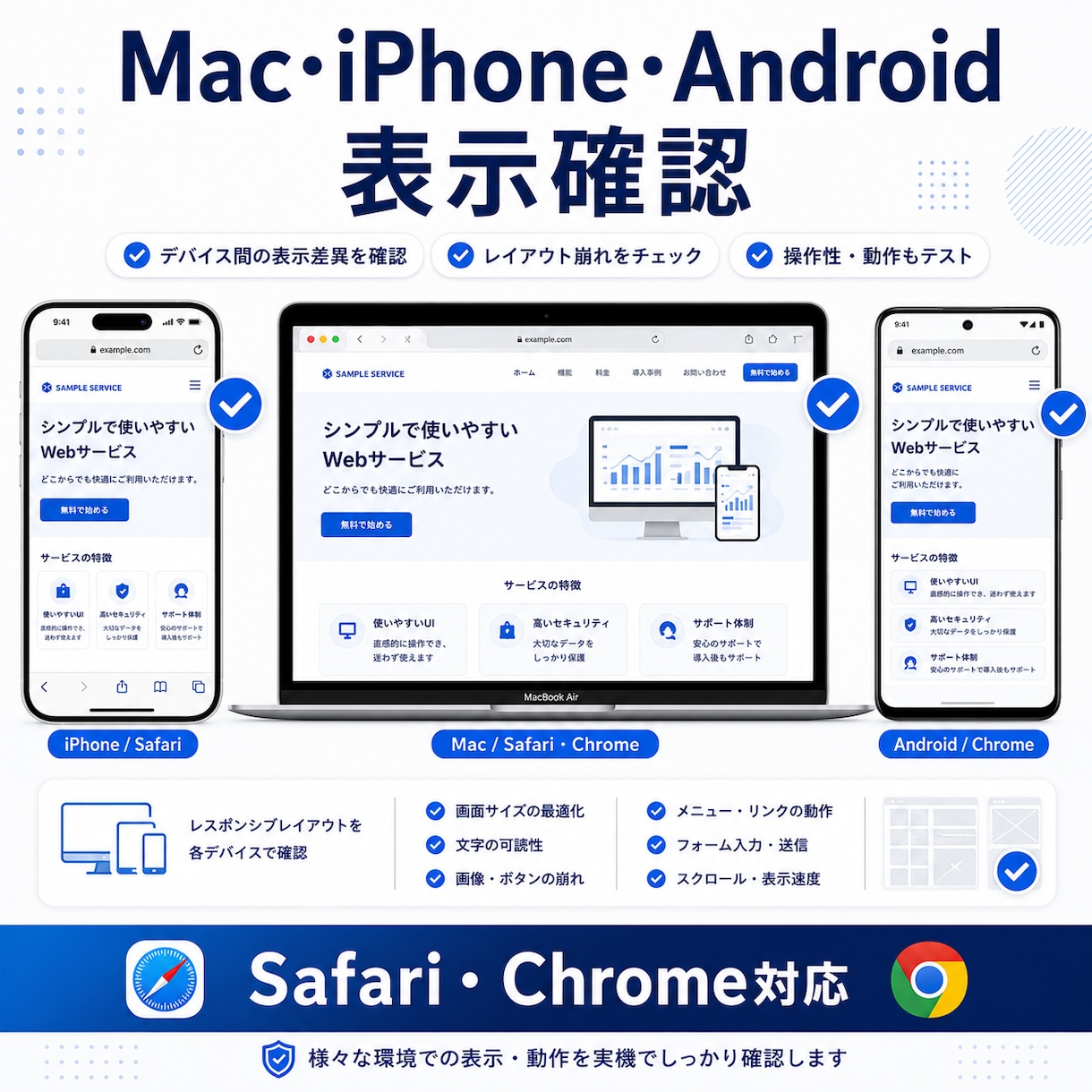 現役SEが複数端末でWeb表示を確認します Mac・iPhone・Androidで実機確認します イメージ2