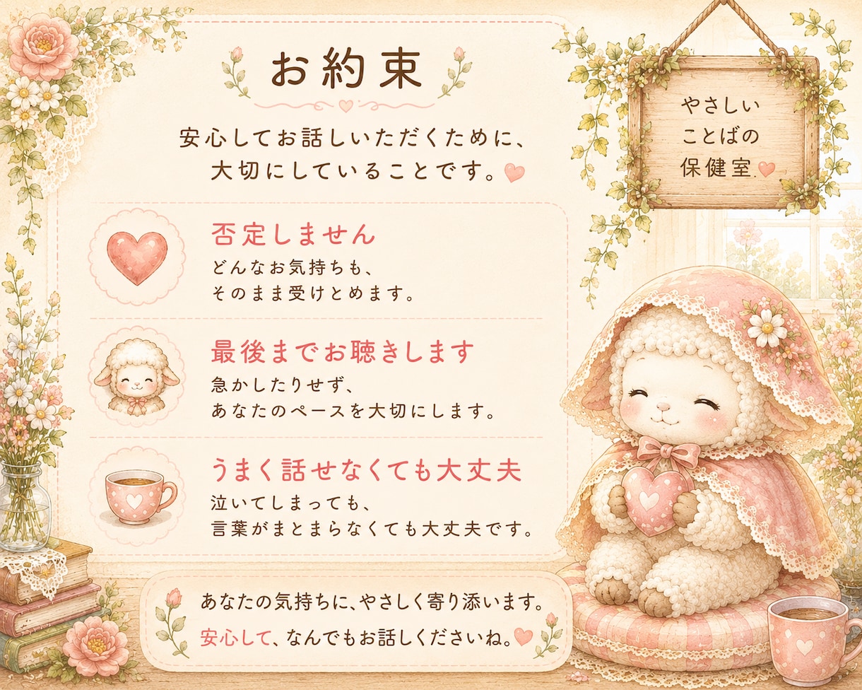 誰にも話せない気持ちをやさしくお聴きします ひとりで抱え込まず、ふわりんに話してみませんか？ イメージ4