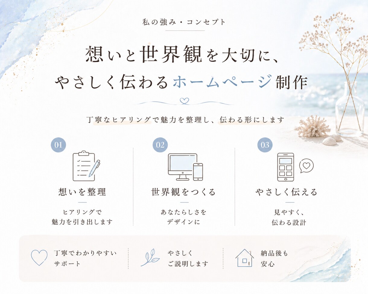世界観から整える小さなお店のHP制作します カフェ・サロンなどの“想いが伝わらない”をSTUDIOで解決 イメージ4