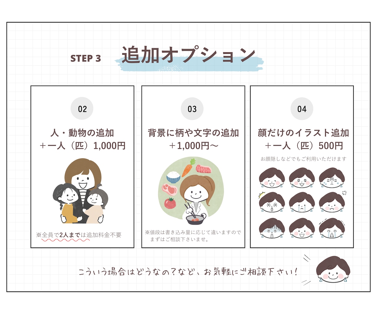 表情差分は1枚500円!あなたのアイコンを作ります 似顔絵実績200件以上。アート講師が描きます! イメージ7
