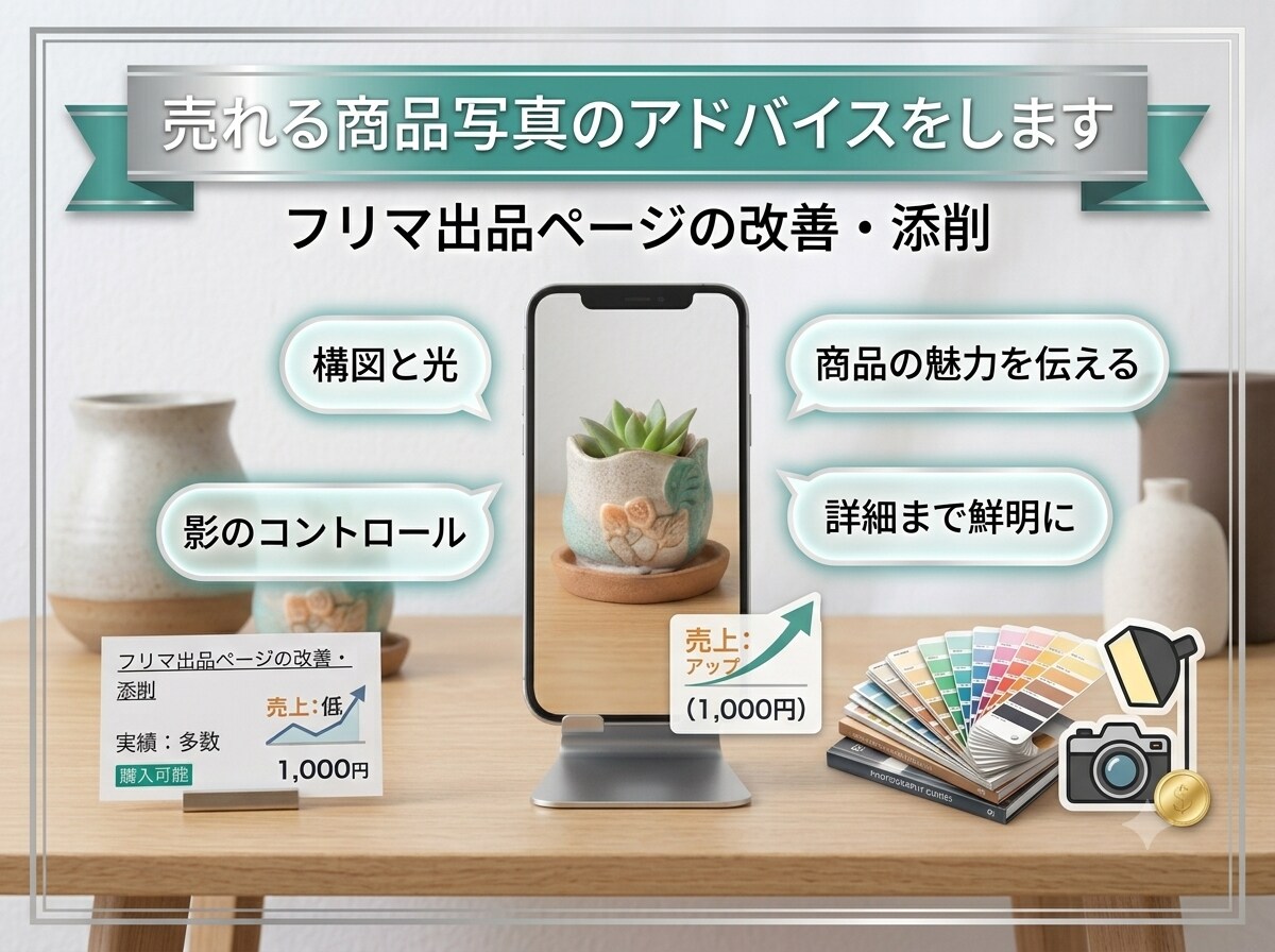 売れる商品写真のアドバイスをします 定価7倍の実績を基に、あなたの写真を改善します イメージ1
