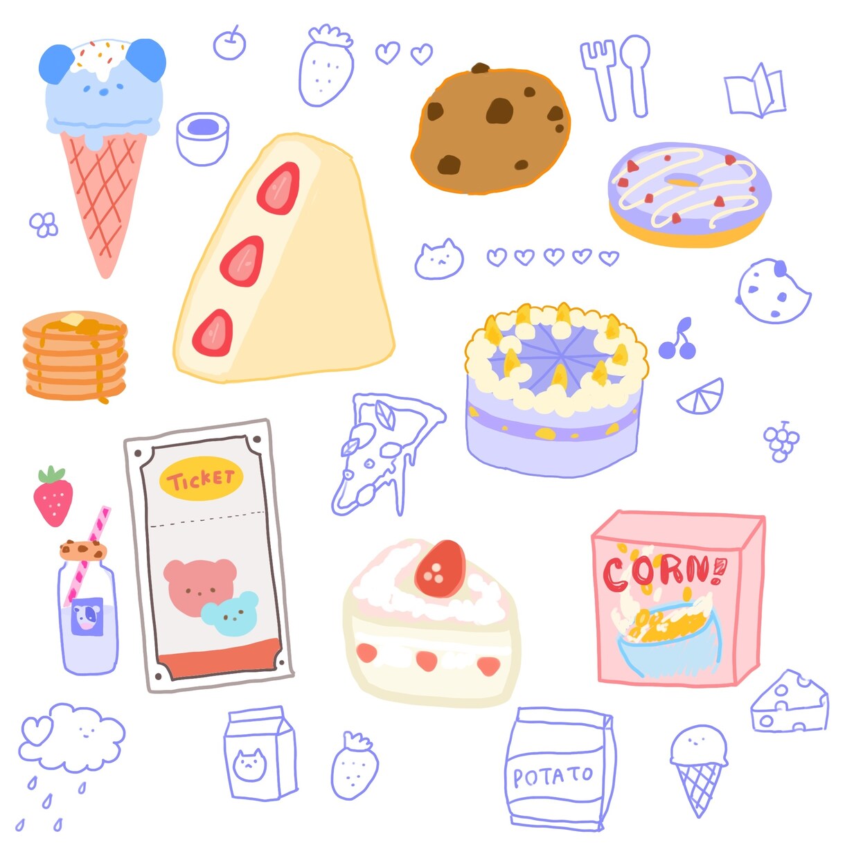あなたが使いたいちょこっとしたイラストを描きます SNS映え！可愛いイラストでお洒落なアイコンに。 イメージ3