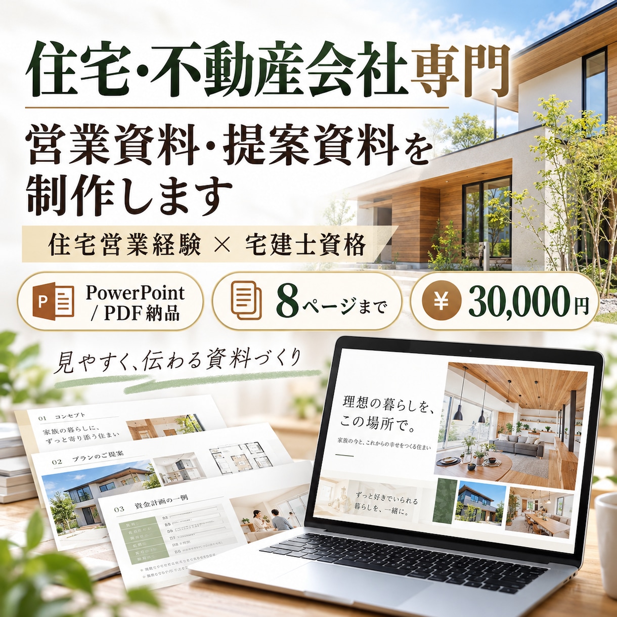 住宅・不動産会社向け営業資料を制作します 住宅営業経験×宅建士資格で、伝わる提案資料に仕上げます イメージ1