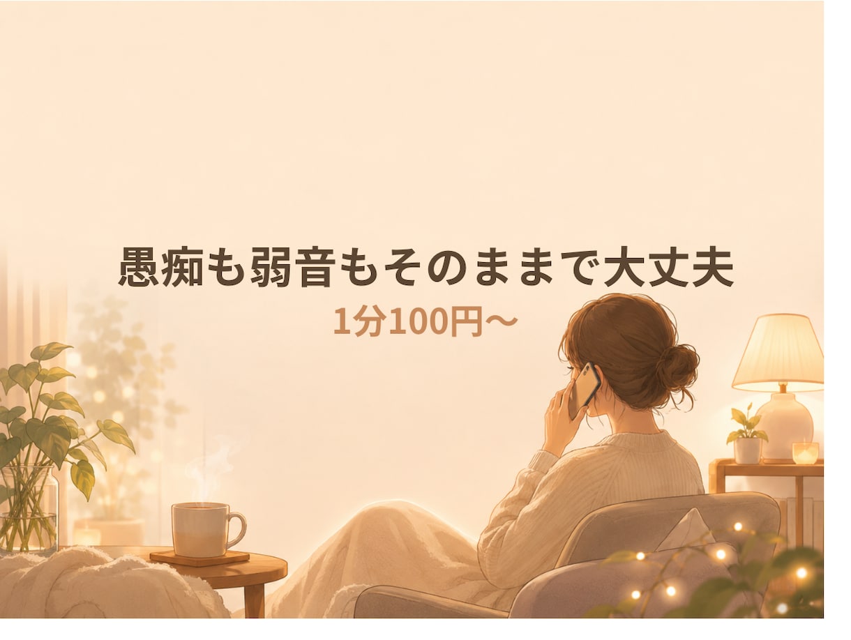 愚痴も弱音もそのまま聴きます 否定せず最後まで聴きます。1分100円〜 イメージ1