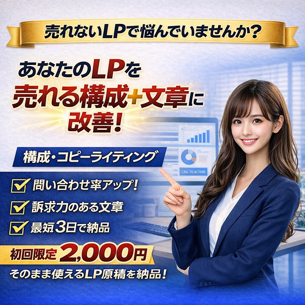 売れるLPの構成＋文章を作成します そのまま使えるLP原稿を作成｜初心者OK・丸投げOK イメージ1