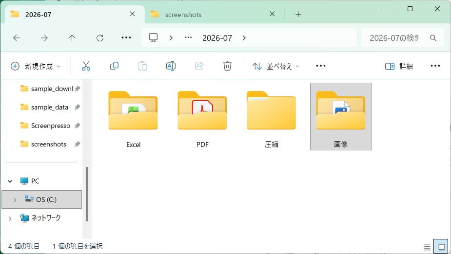 フォルダ内のファイルを自動で仕分けします 写真や書類を種類と日付で整理、元に戻せて安心です イメージ6