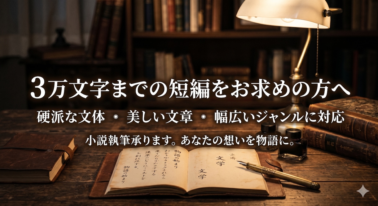 ３万文字まで　短編小説・シナリオ執筆致します あなたの読んでみたい！書いて欲しい！そんな物語を形にします イメージ1