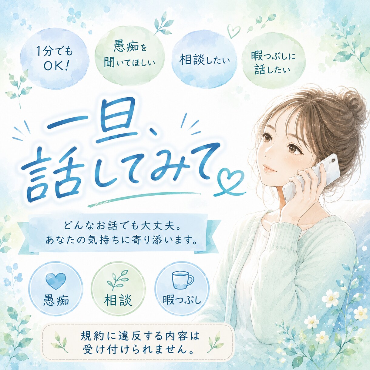 声で癒し、楽しくおしゃべりします なんでも気軽にお話しください!楽しい時間を一緒にꕤ︎︎·͜· イメージ1