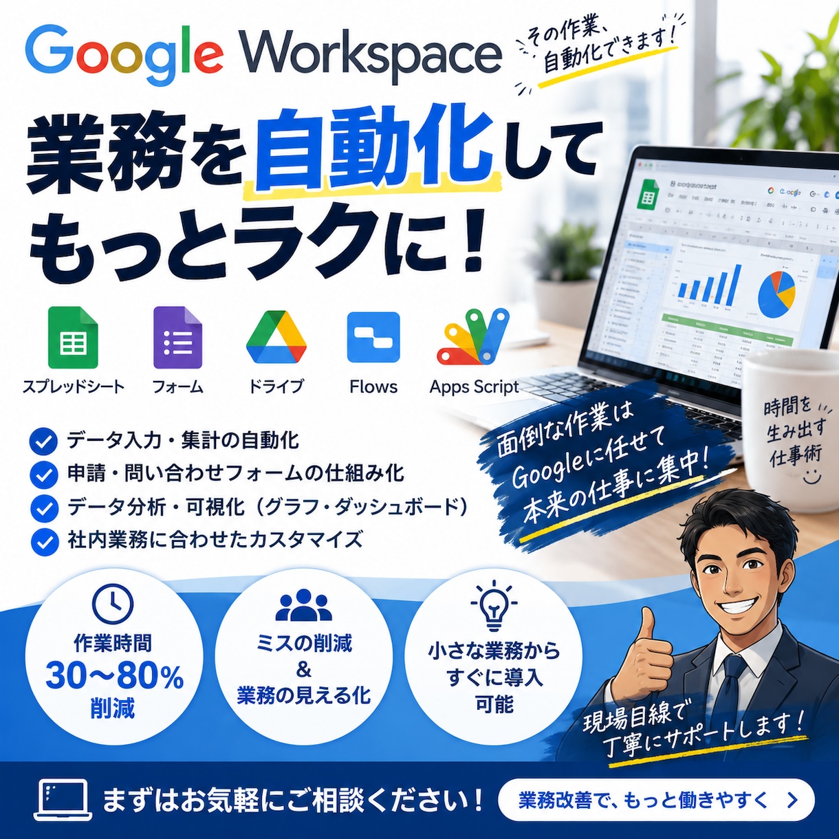 Google Workspaceで業務自動化します スプレッドシート・GAS・データ分析・図面管理など イメージ1