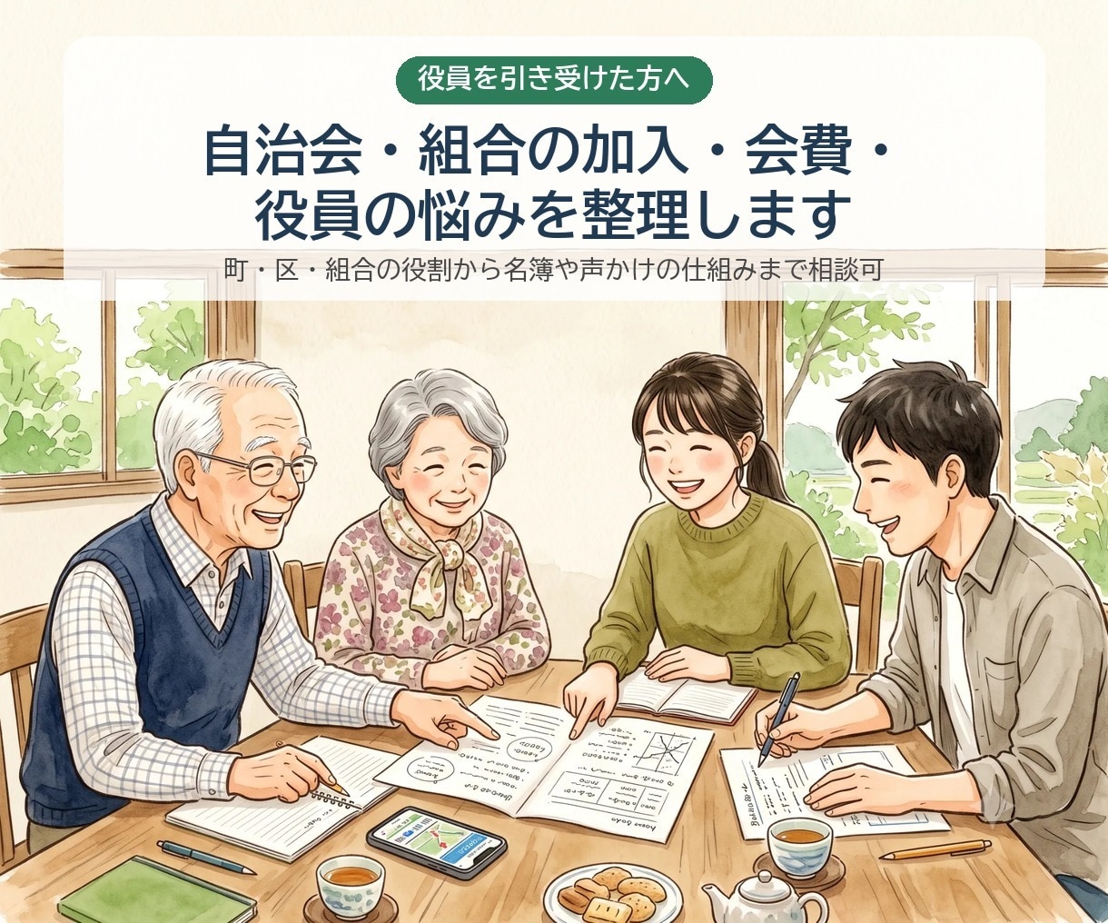 自治会の加入・会費・役員の悩みを整理します 町・区・組の役割から名簿や声かけの仕組みまで相談可 イメージ1