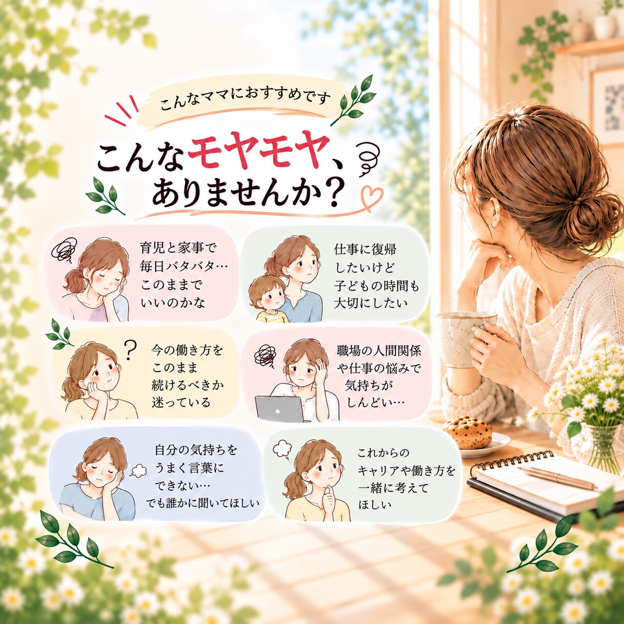元看護師が伴走｜子育て・仕事のモヤモヤを整理します 5日間チャットで「私らしいこれから」を一緒に考えます イメージ2