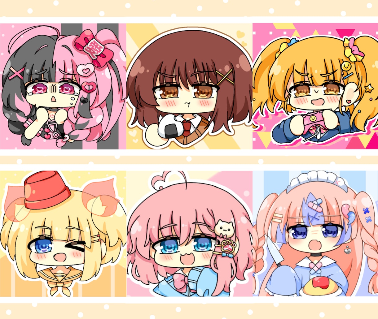 最短1日！ミニキャラのバストアップお描きします グッズ化・商用等OK！透過でのお渡し可！ポップなアニメ塗り イメージ4