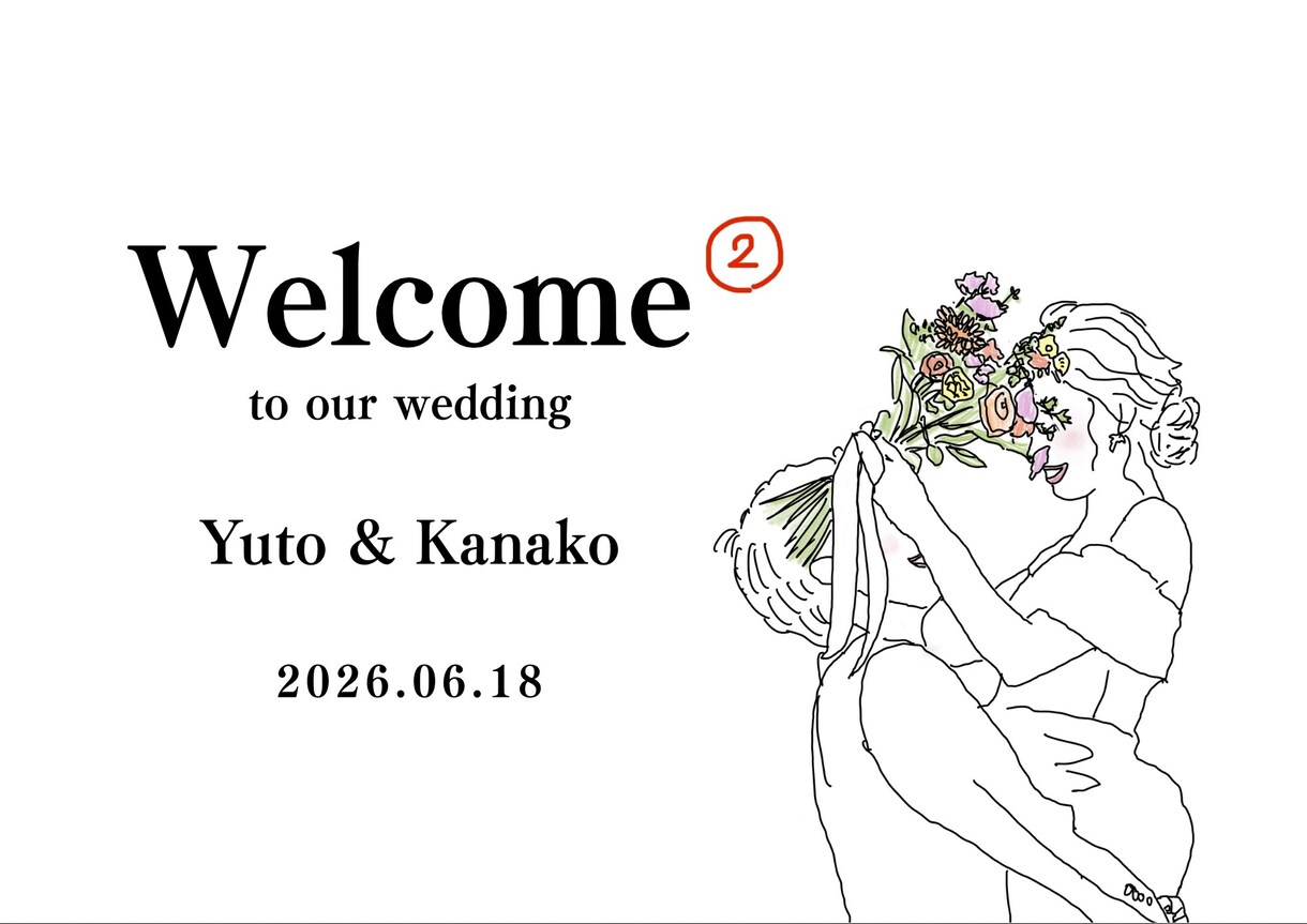 写真そのまま！ウェルカムボード作成します ＊前撮り写真をイラストに！＊SNSでの結婚報告にも◎！ イメージ2